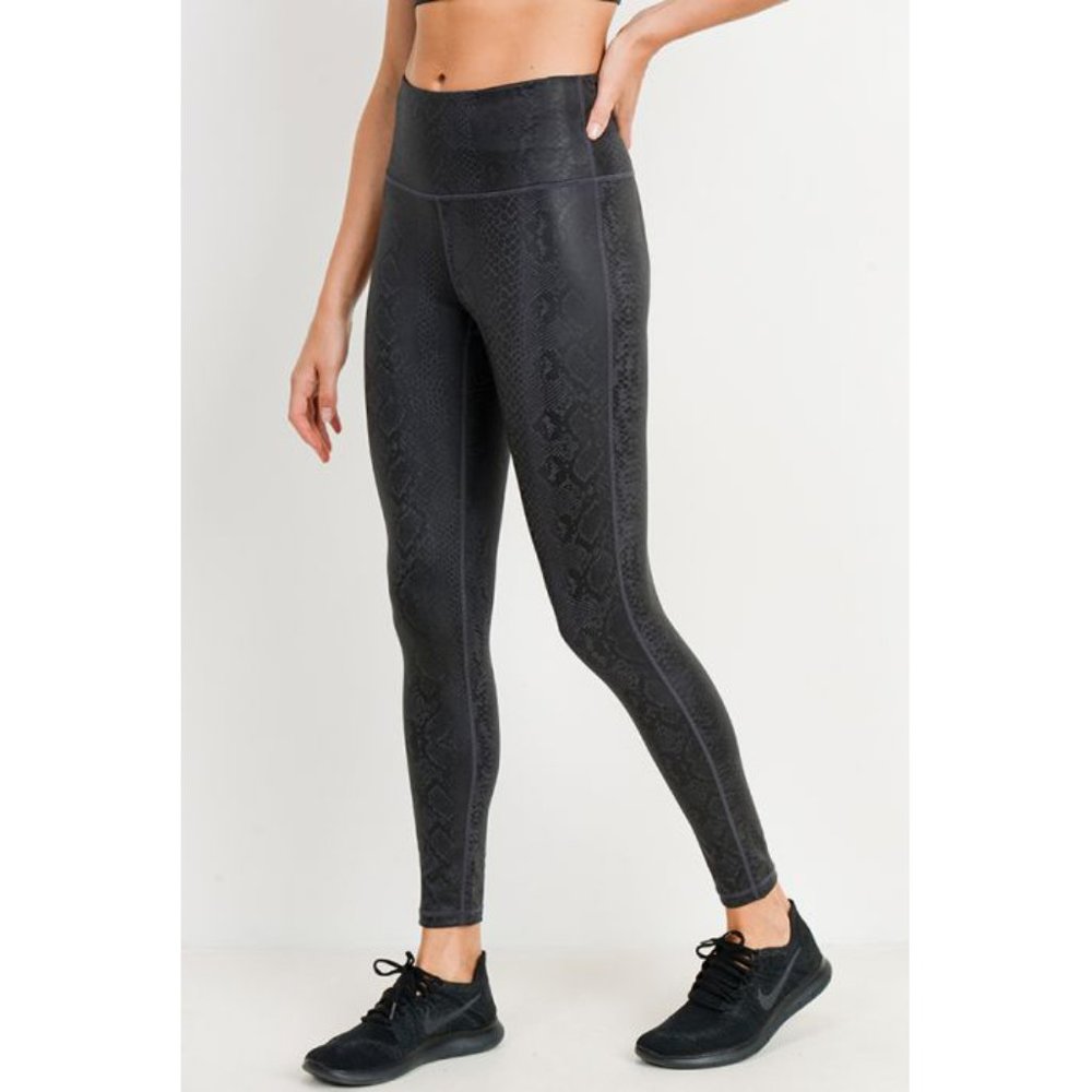 Black Mamba Snake Foil Print Highwaist Leggings